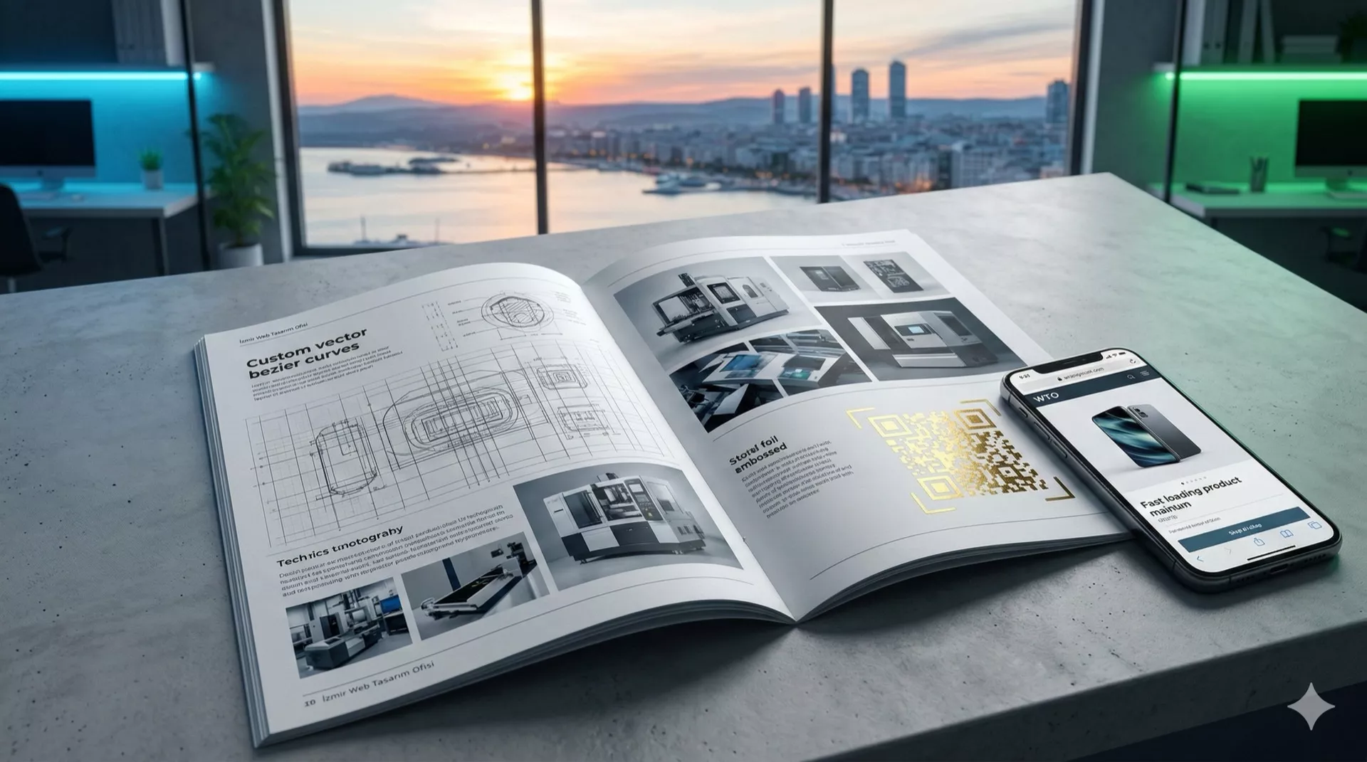 İzmir Web Tasarım Ofisi tarafından hazırlanan dijital QR kod entegreli profesyonel katalog tasarımı.