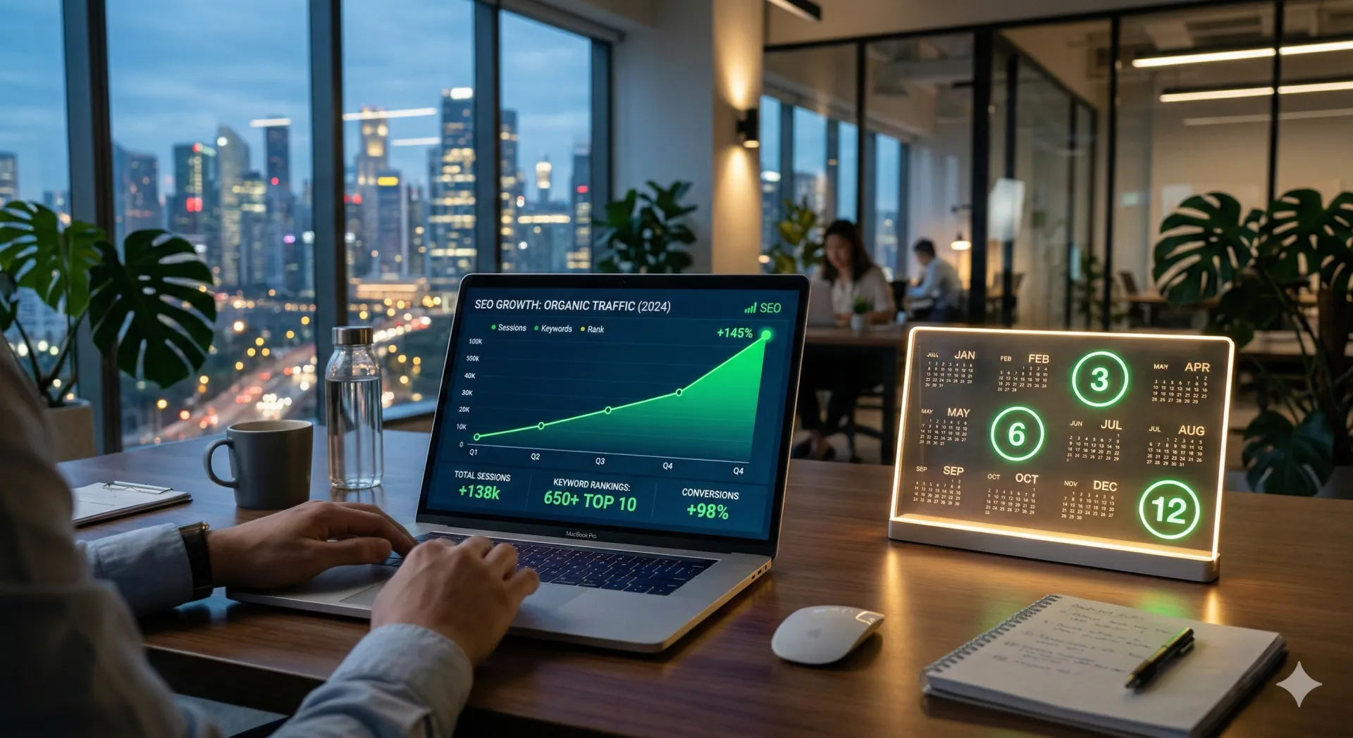 SEO çalışmaları ne zaman (kaç ayda) sonuç verir sorusunun yanıtı için aylık trafik artış grafiği.